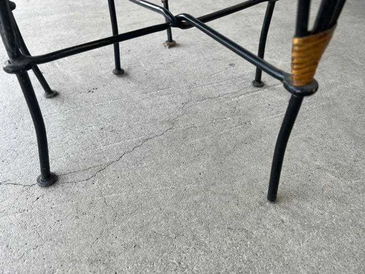 アジアン家具 ガラス丸テーブル ガーデンアイアンテーブル チェアセット