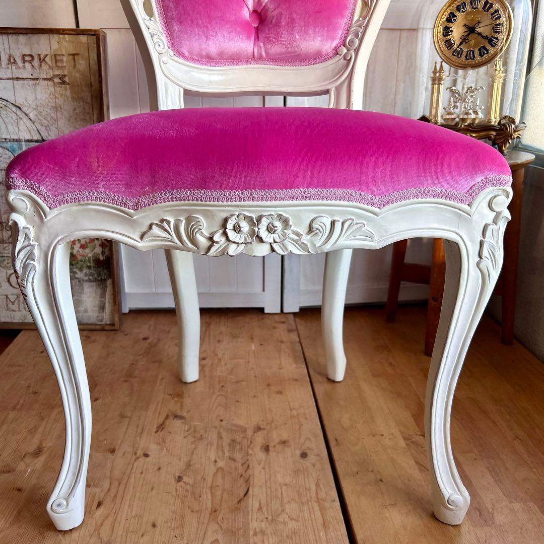 ロココ調　椅子　プリンセス　姫　ダイニングチェアA　ピンク　アンティーク
