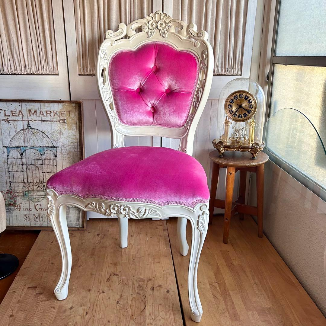 ロココ調　椅子　プリンセス　姫　ダイニングチェアA　ピンク　アンティーク