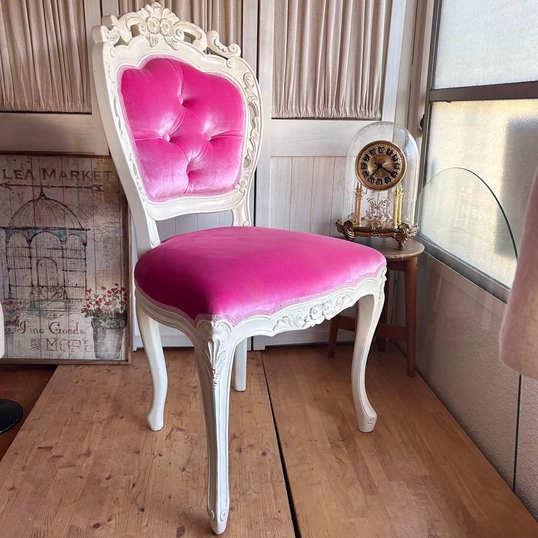 ロココ調　椅子　プリンセス　姫　ダイニングチェアA　ピンク　アンティーク