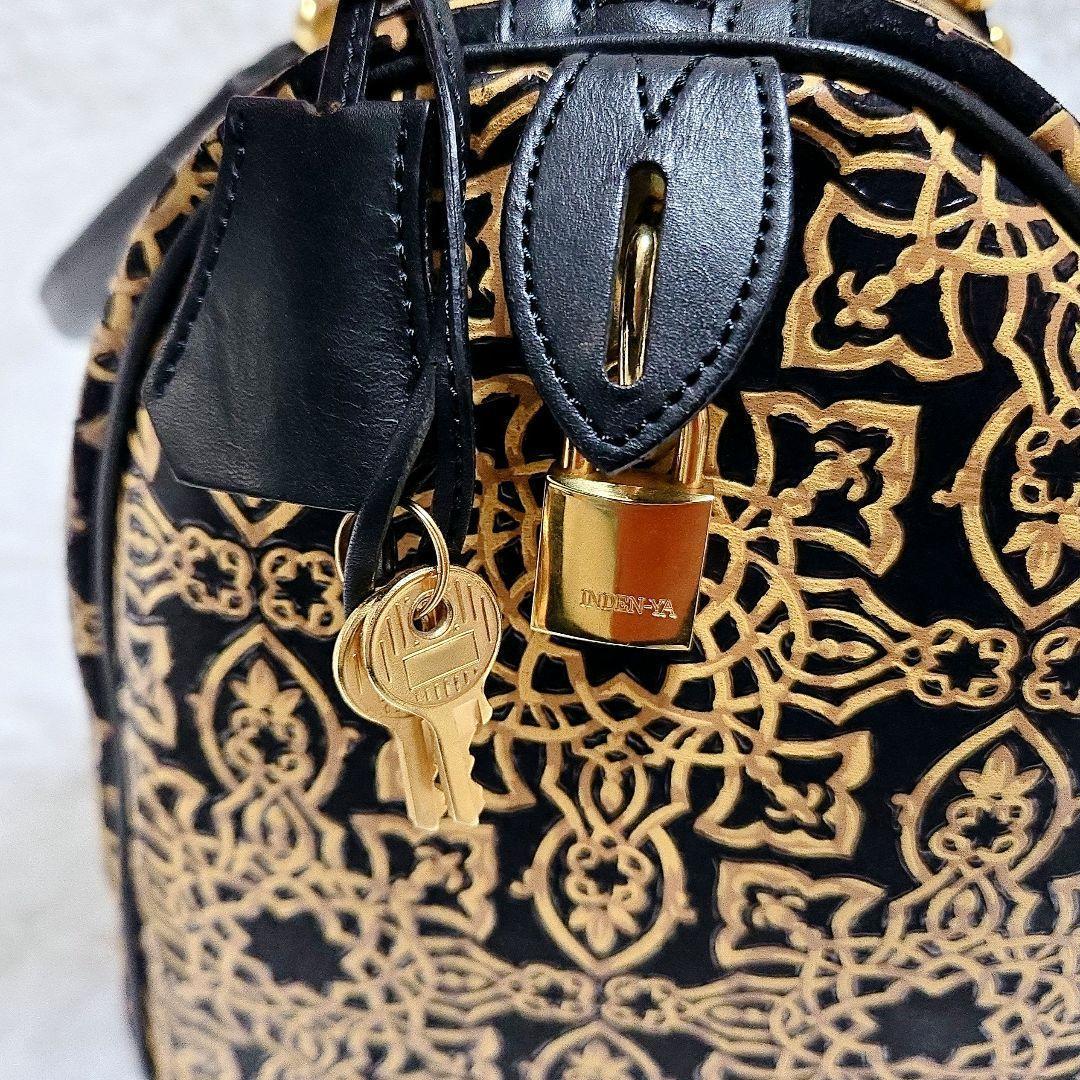 限定値下☆【希少】印傳屋 INDEN-YA キナート ボストンバッグ 鹿革 本革