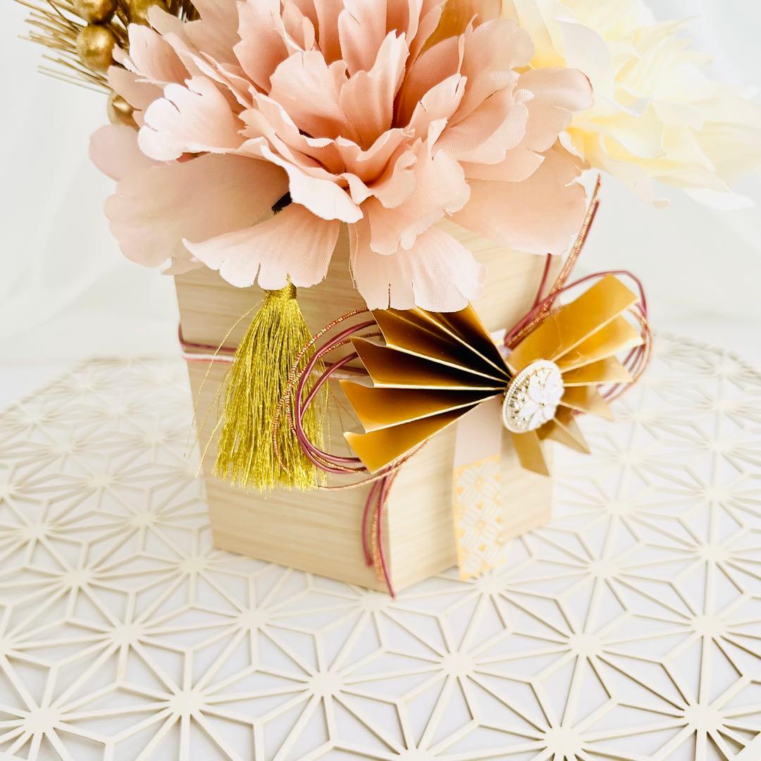 お正月飾り 門松 白 ピンク ゴールド ハンドメイド 特大 252