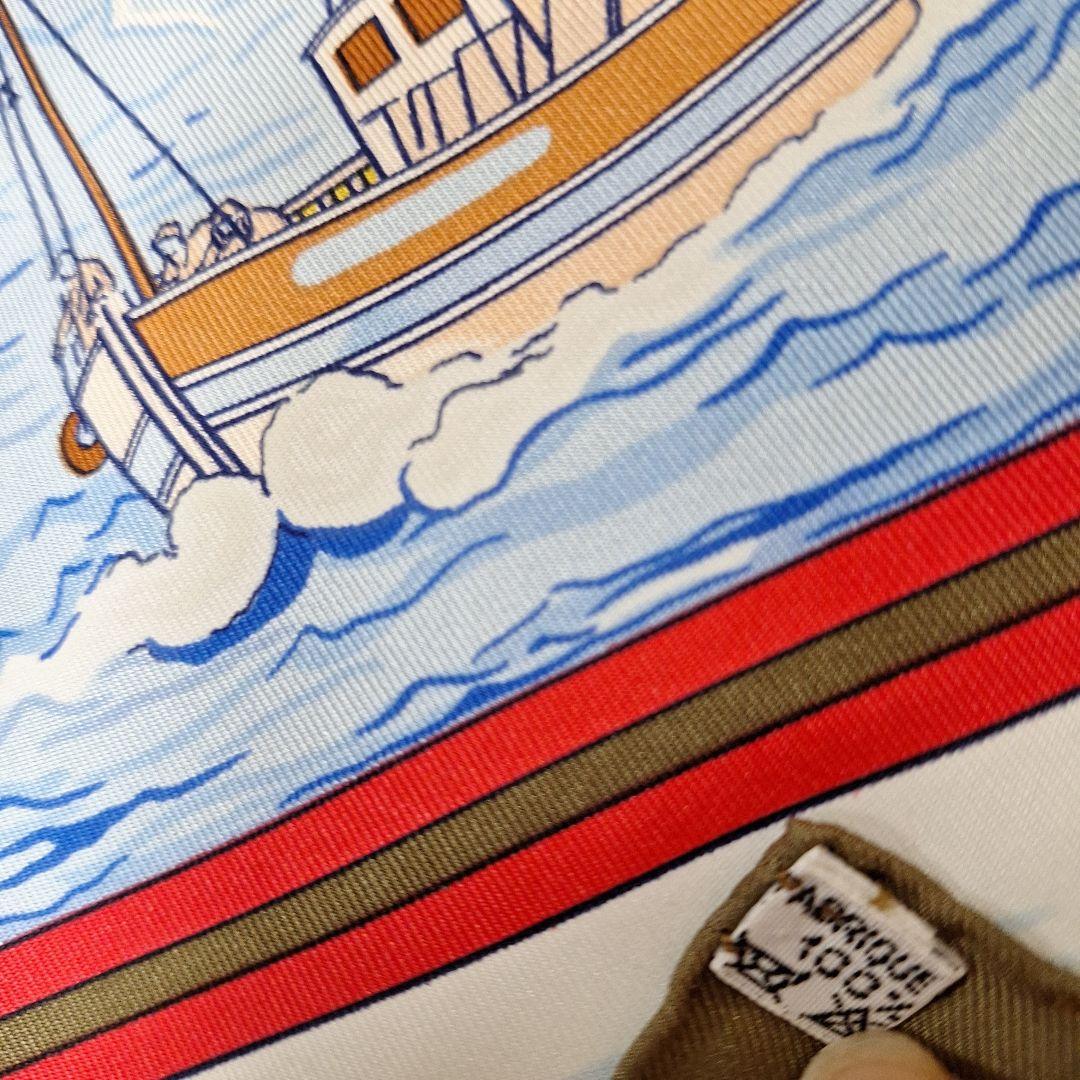 HERMESカレ.大判スカーフヨット海柄