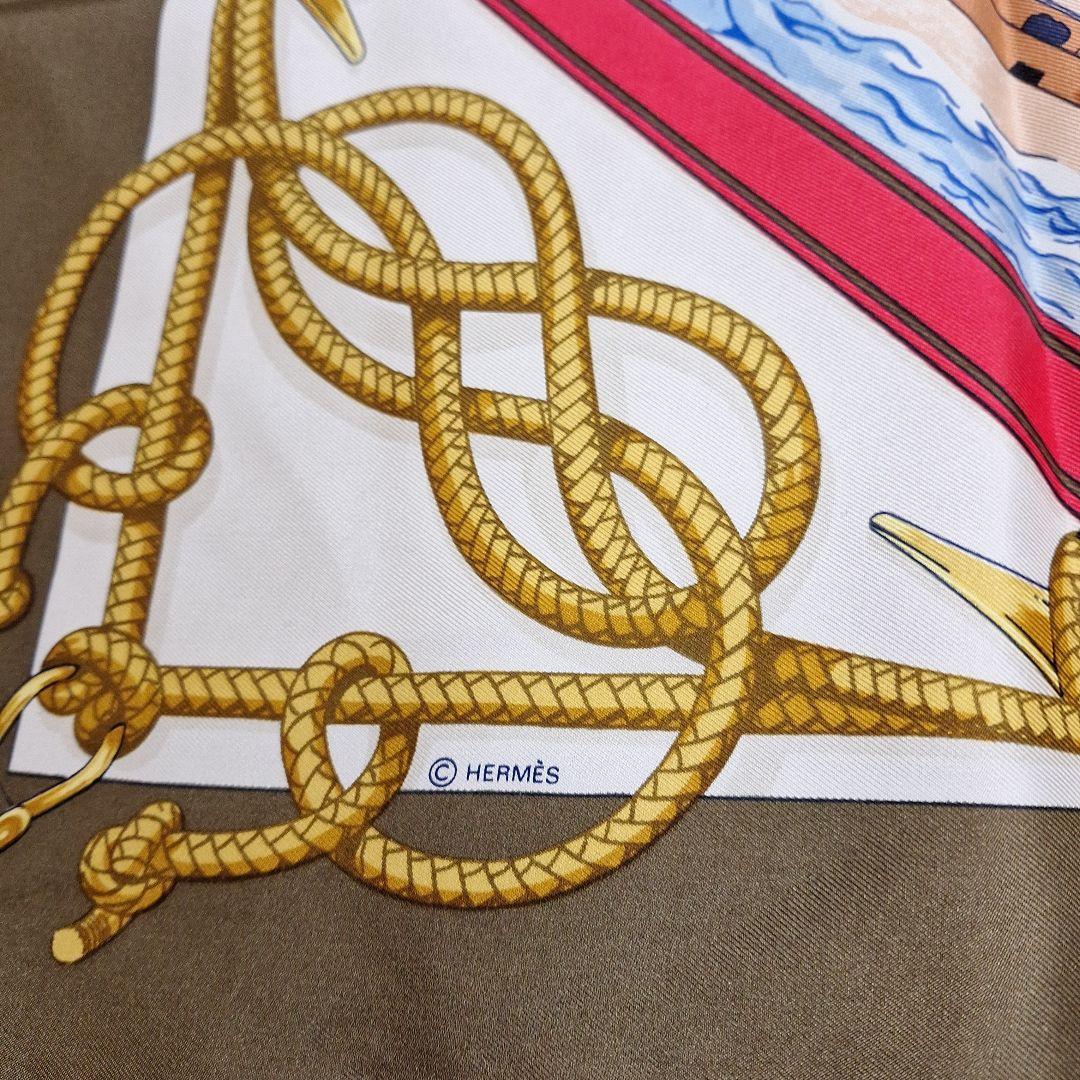 HERMESカレ.大判スカーフヨット海柄
