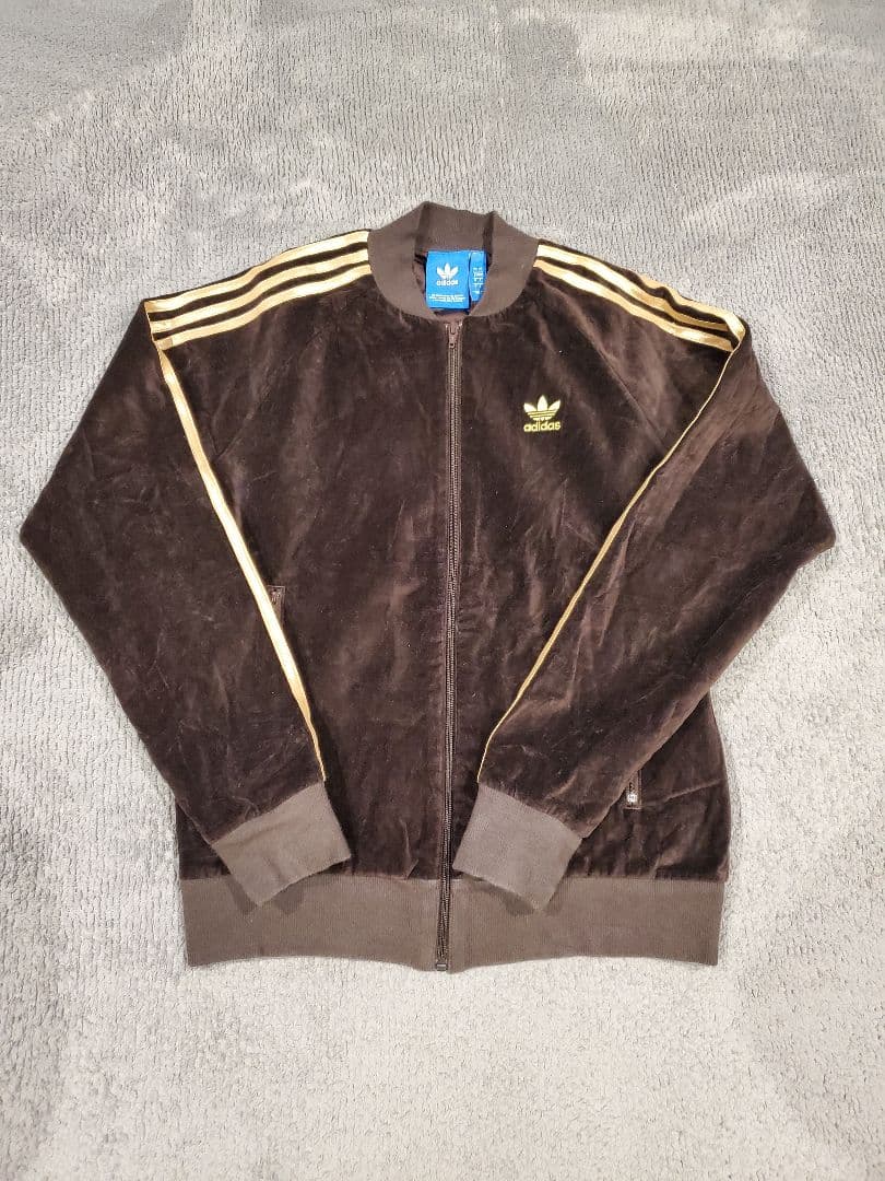 adidas アディダス ベロア トラックジャケット ブラウン×ゴールド