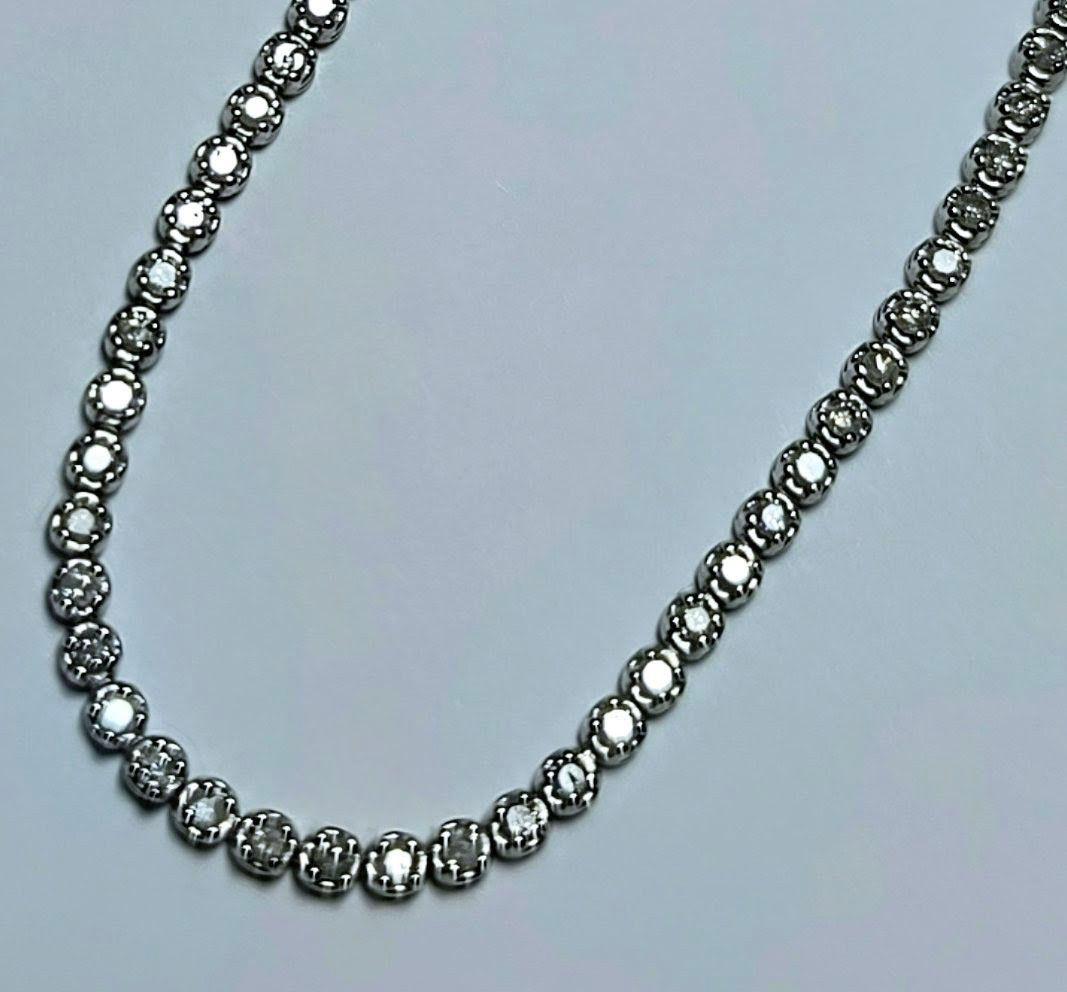 K14WG 天然ダイヤ1.00ct フルエタニティ テニスブレスレット3.9ｇ