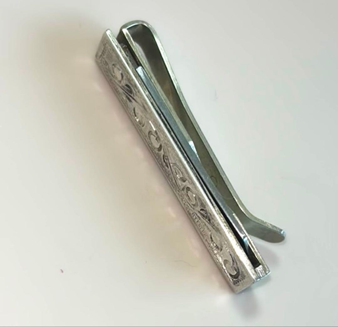 希少　ヴィンテージ　スターリングシルバー エングレーブ ネクタイピン