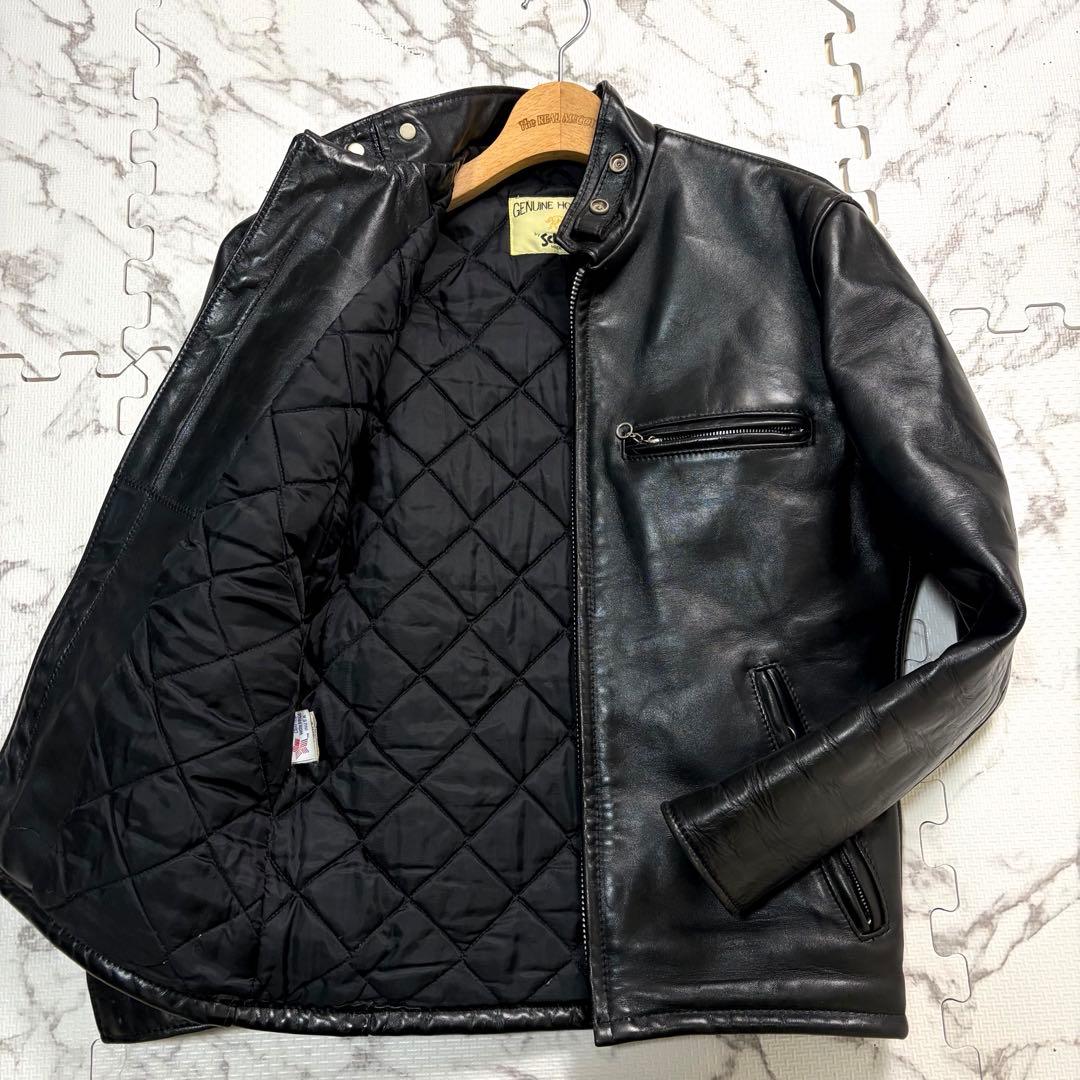 馬革✨schott シングルライダース レザージャケット 艶 黒 34size