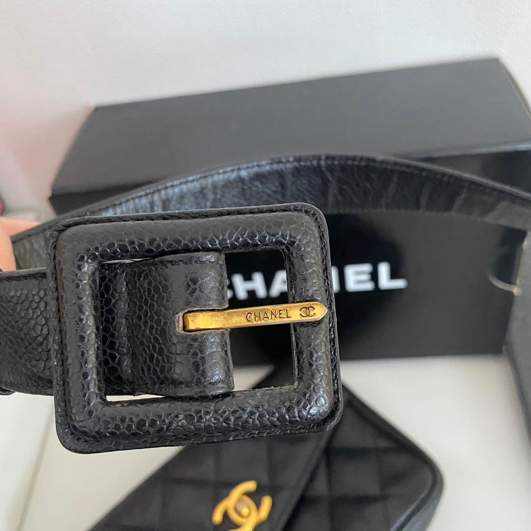 シャネル　ウエストポーチ マトラッセ キャビアスキン