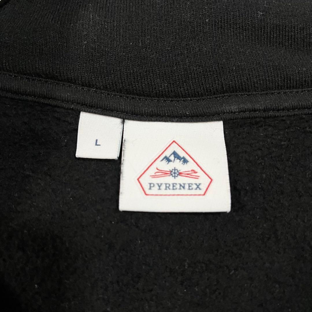 美品　ピレネックス　スウェット　ハーフジップ　裏起毛　ワッペン　黒　L