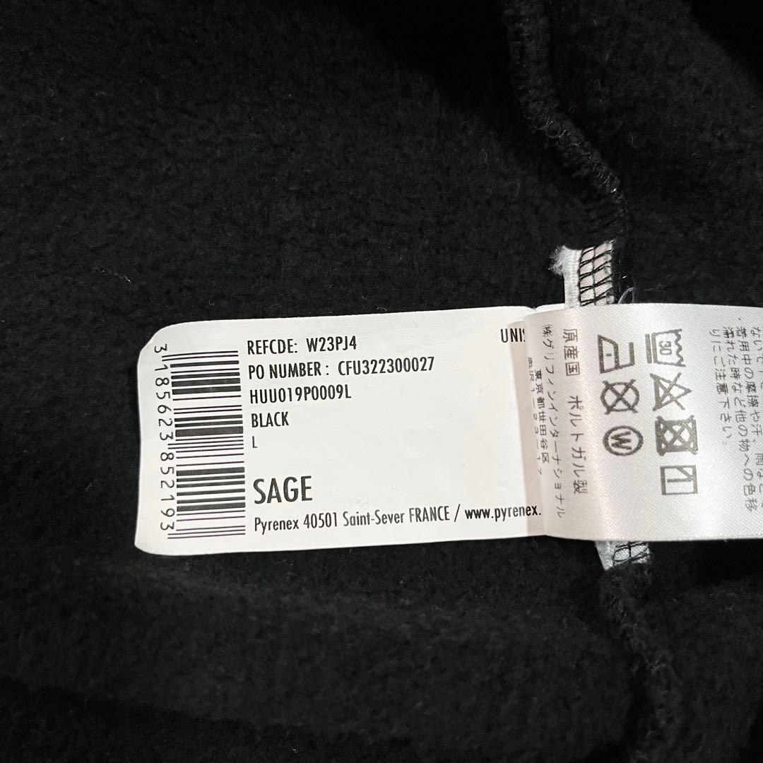 美品　ピレネックス　スウェット　ハーフジップ　裏起毛　ワッペン　黒　L