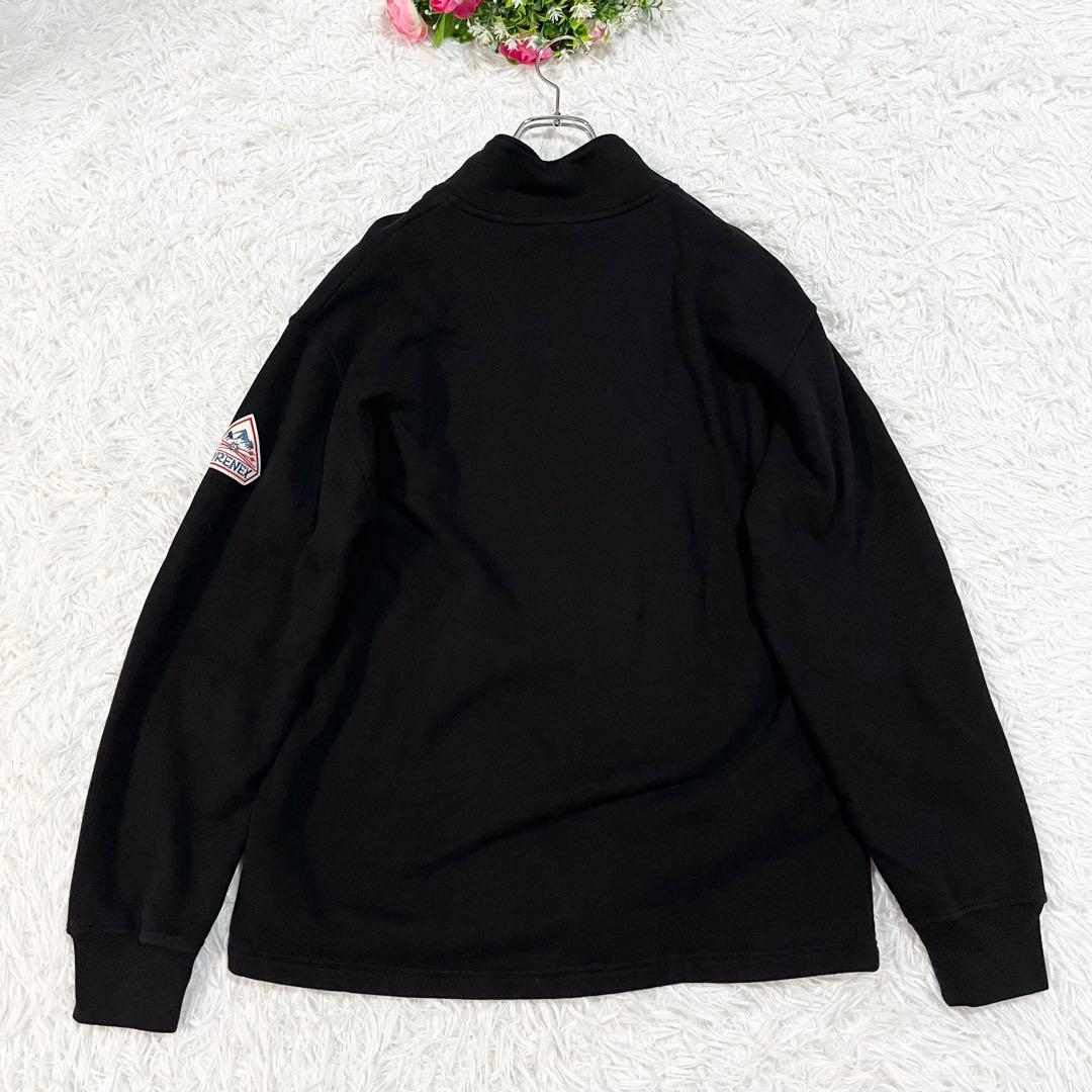 美品　ピレネックス　スウェット　ハーフジップ　裏起毛　ワッペン　黒　L