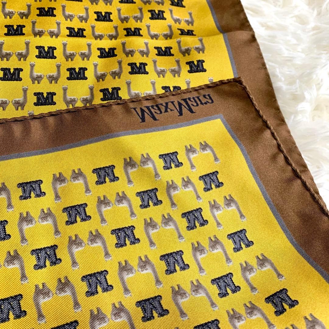 【超美品】 マックスマーラ ピュアシルク スカーフ アルパカ ロゴ 現行品