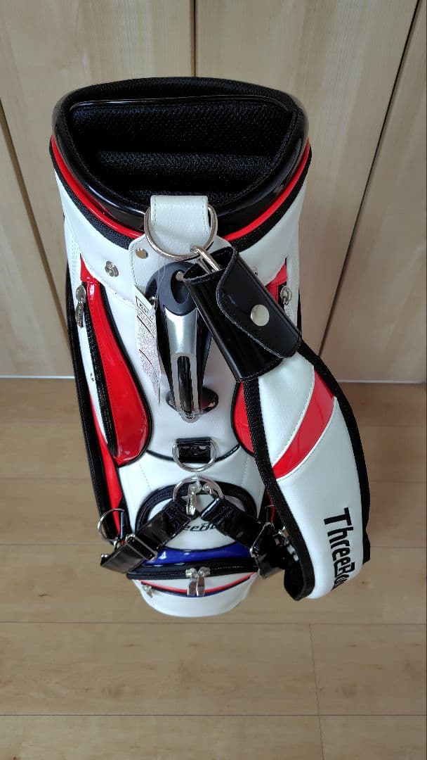 申ジエモデル　　ThreeBond キャディバッグ ホワイト/レッド/ブルー