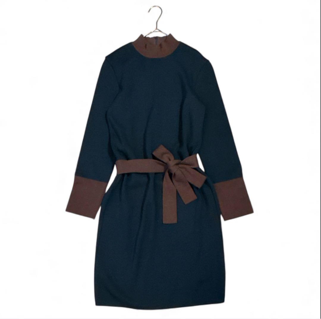 美品【バレンシアガ】ウール100% ハイネック ニットワンピース 38 日本製