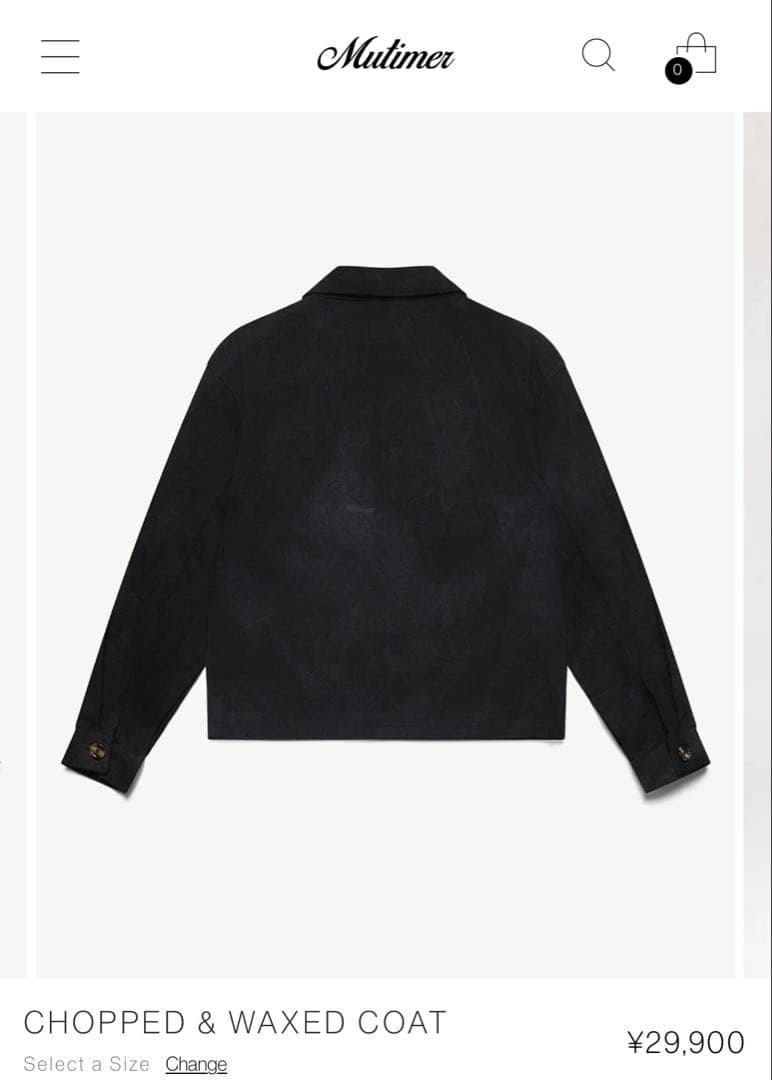 Mutimer ジャケット CHOPPED & WAXED COAT ブラック