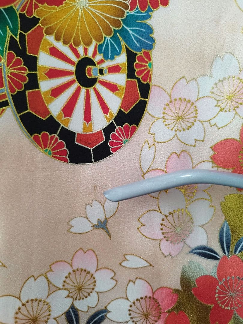 桜柄 7歳着物 七五三祝い着【美品・正絹】つくり帯セット