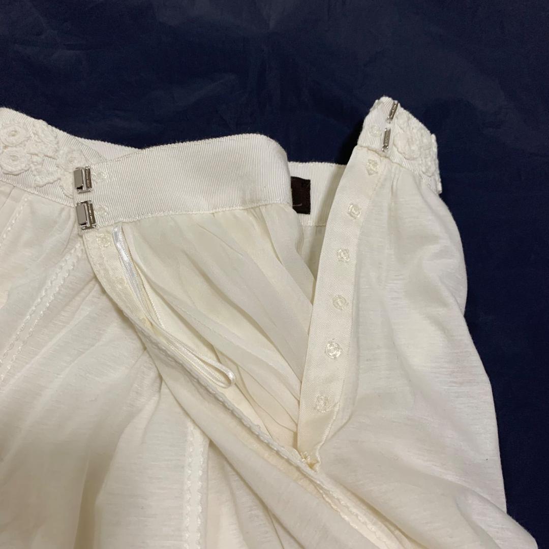 良品✨ルイヴィトン レース 刺繍 フレアスカート 白 ホワイト 34 S