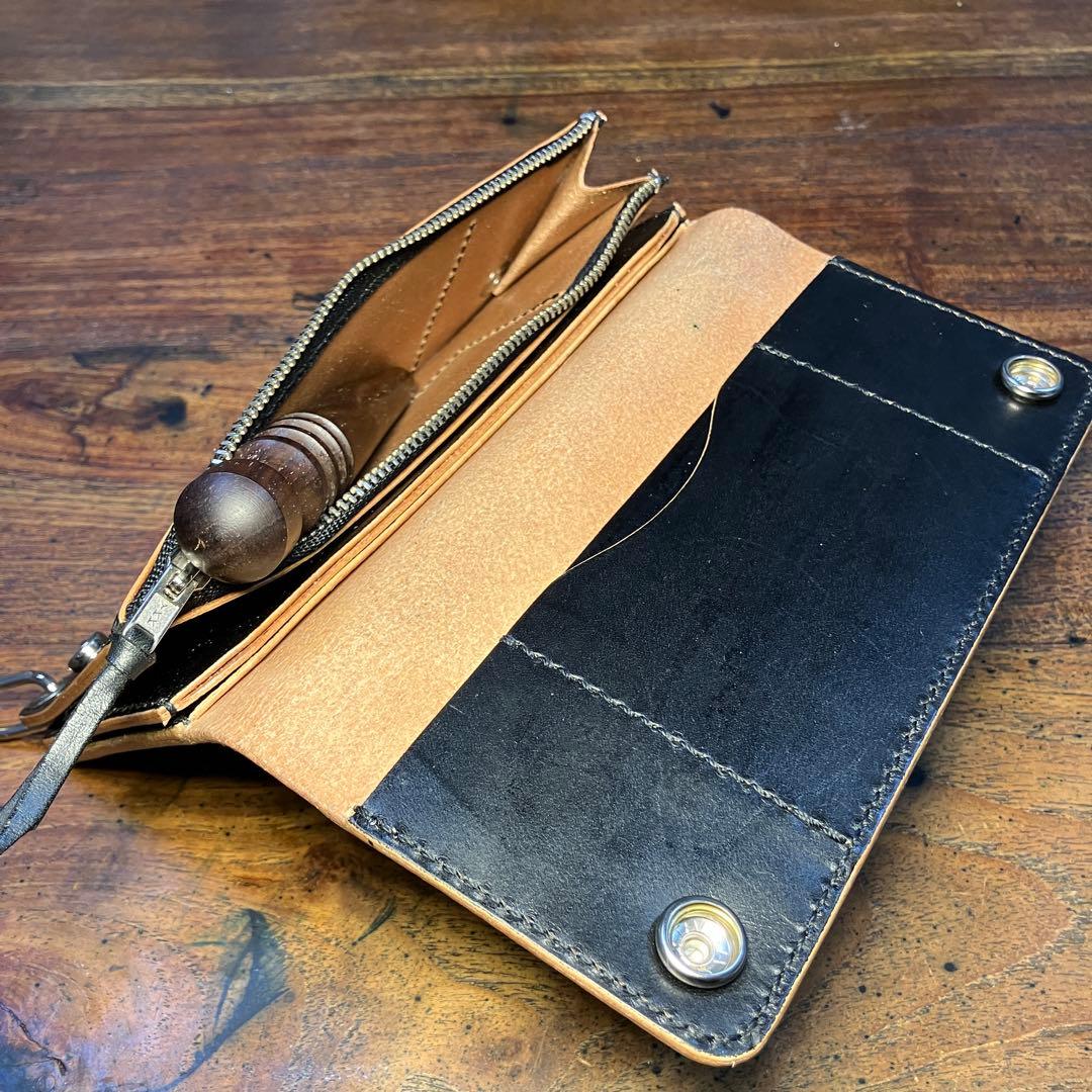 トラッカーウォレット　ブラック　国産本革　レザークラフト