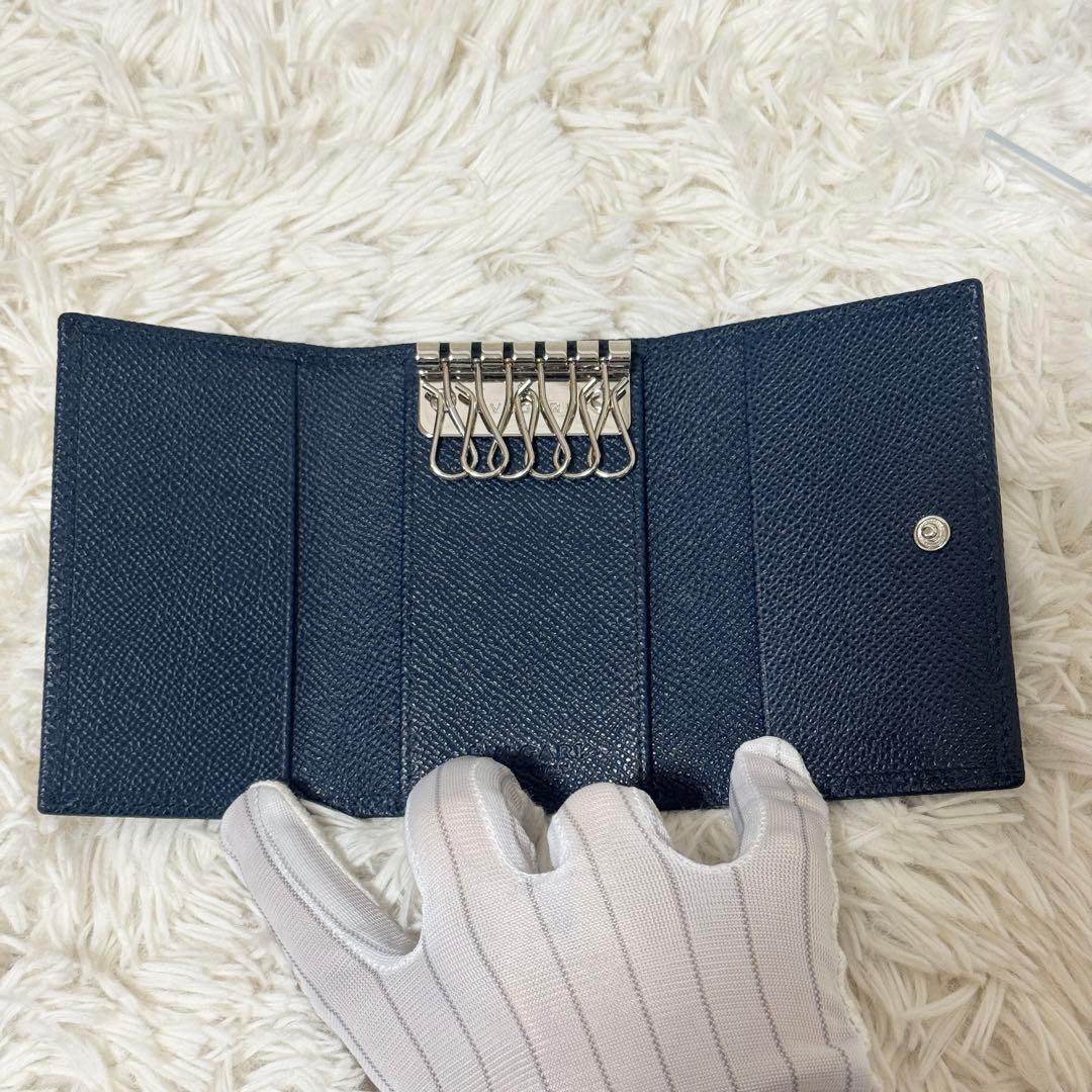 未使用級】IC搭載 ブルガリ マン グレインレザー 6連キーケース