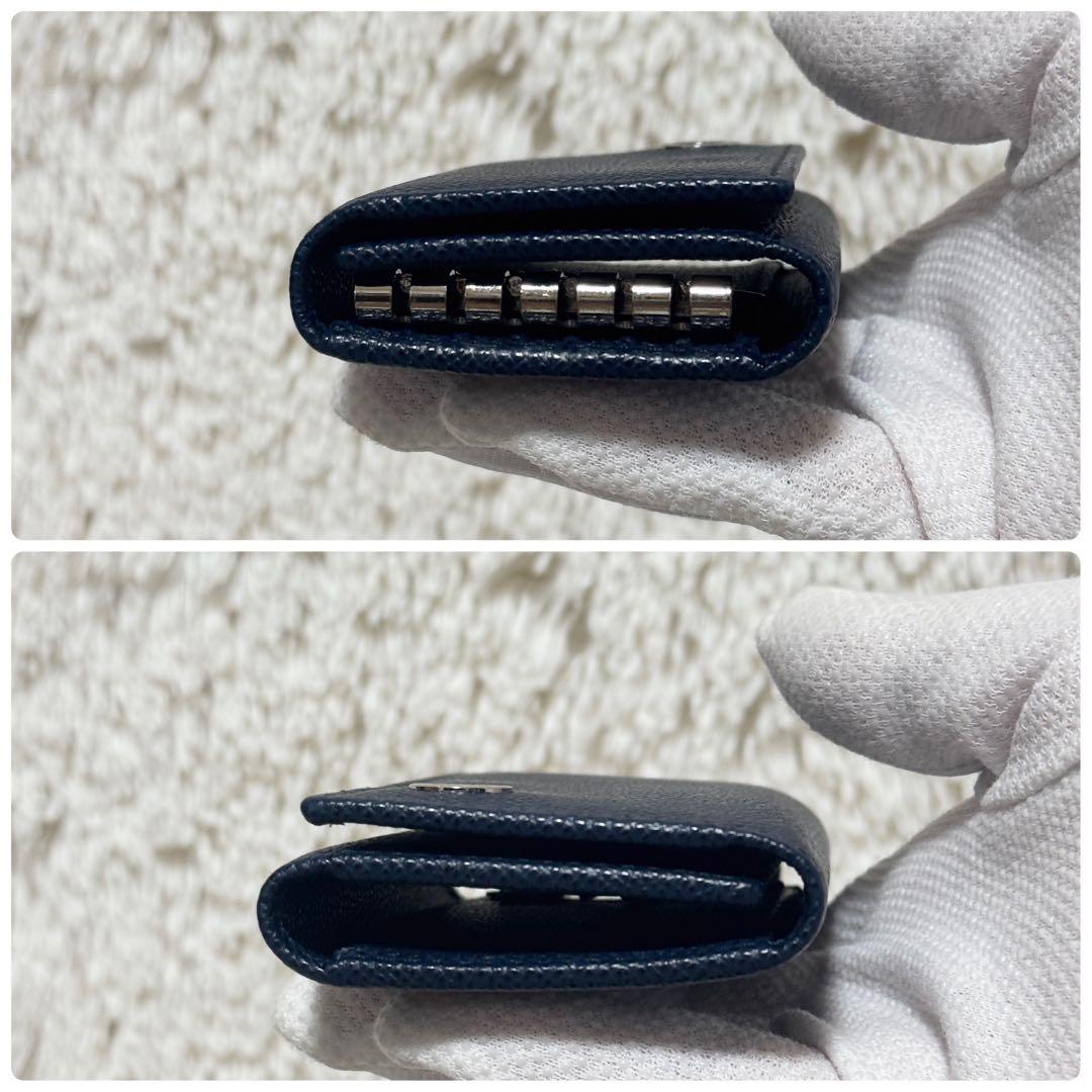 未使用級】IC搭載 ブルガリ マン グレインレザー 6連キーケース