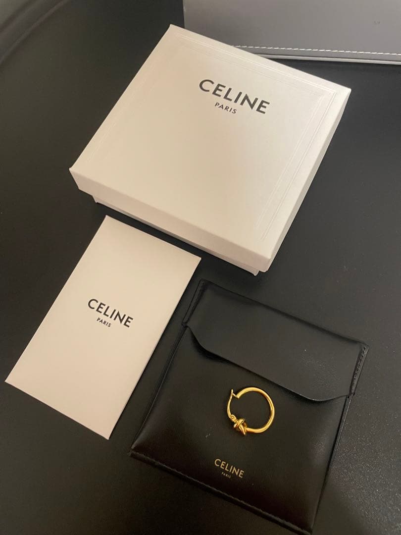 CELINE ノット スモールフープ ゴールド 片耳 ピアス