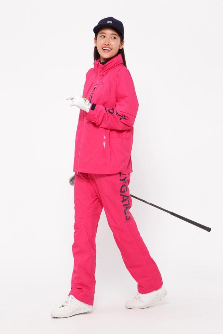 新品 パーリーゲイツ ナイロンストレッチ 千鳥柄レインウェア 上下セットアップ0