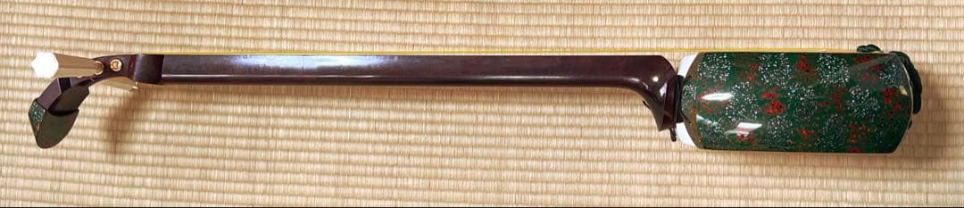 津軽三味線　高級紅木 金細 綾杉胴 鼈甲 津軽塗胴掛 両面新皮　美品