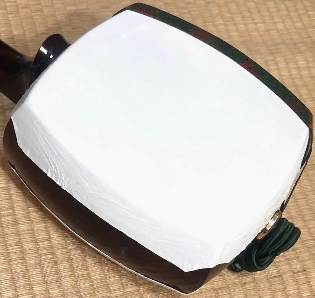 津軽三味線　高級紅木 金細 綾杉胴 鼈甲 津軽塗胴掛 両面新皮　美品