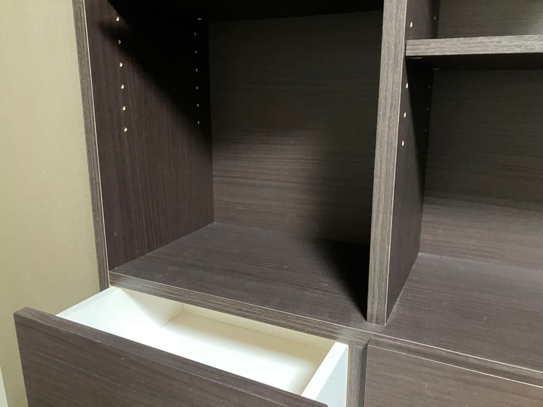 ニトリ　オープン本棚 ダークブラウン 引出し付き (2月上旬まで出品)