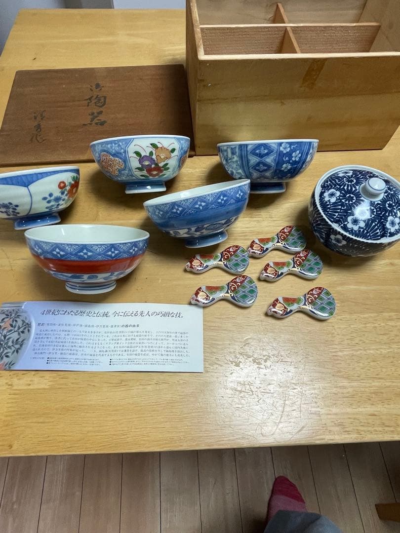 源右衛門窯 蓋付き飯碗 5客セット 【公式通販】 染付 蓋付ご飯茶碗5客