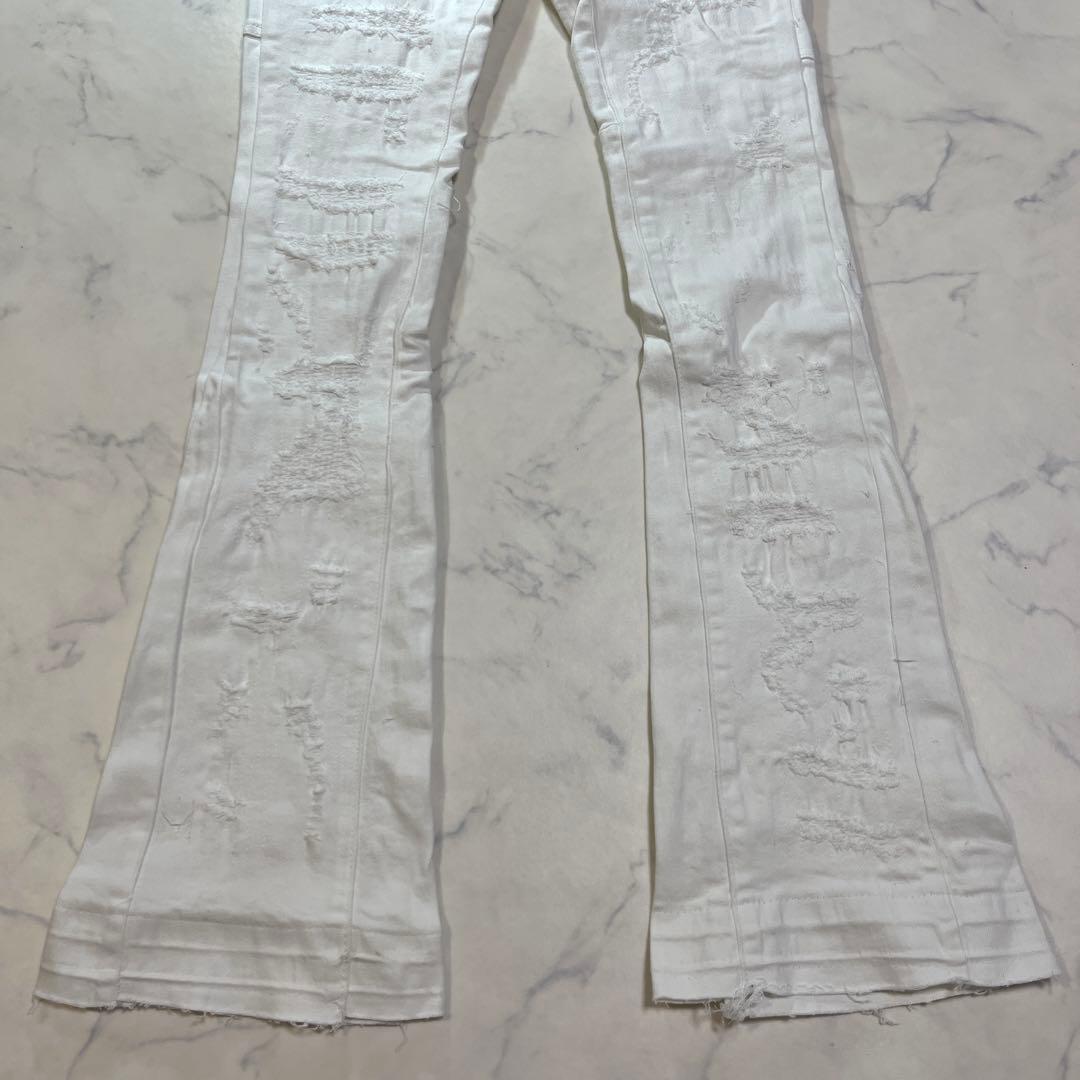 valabasasバラバサス クラッシュリペアスキニーフレアデニム ホワイト30