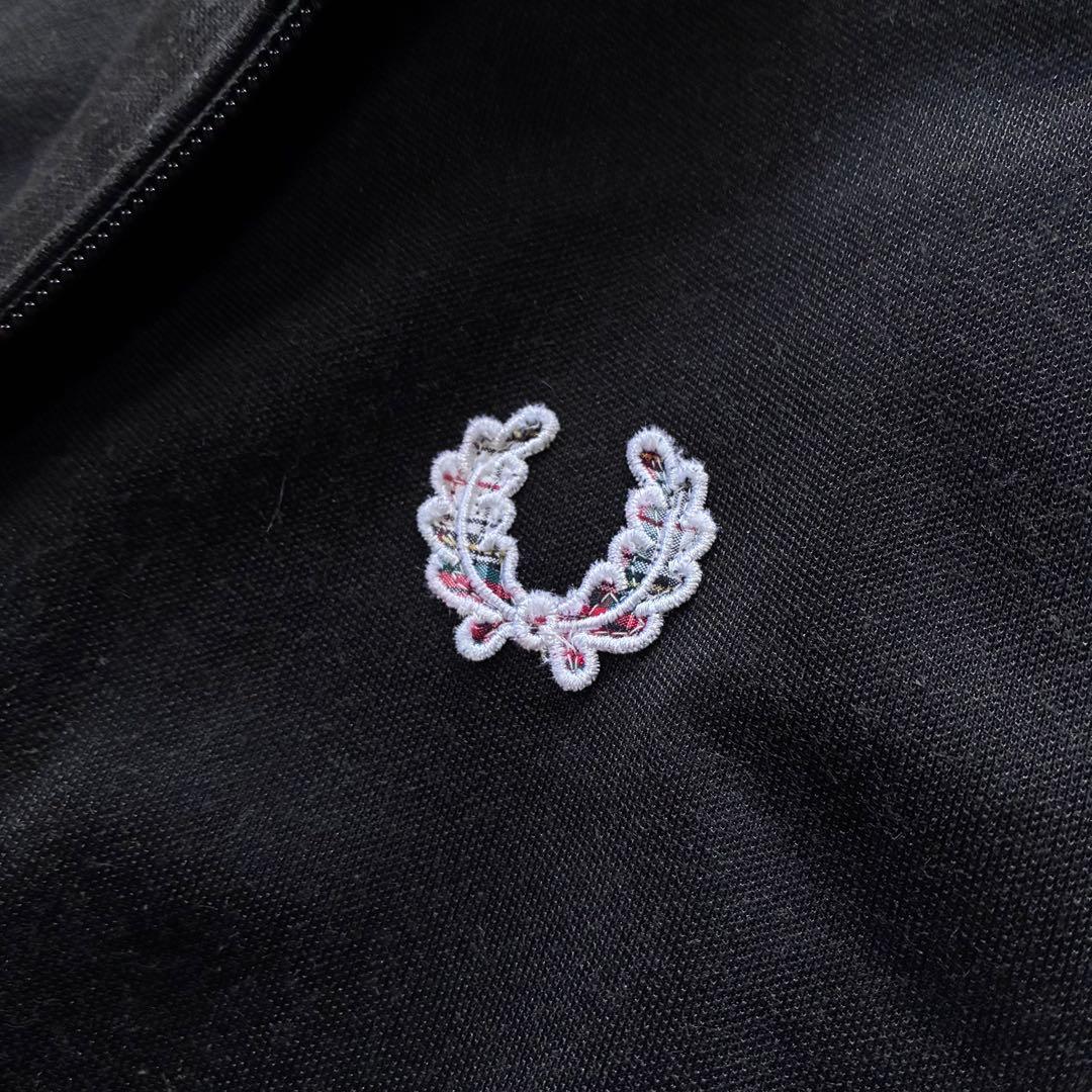 古着 FRED PERRY トラックジャケット 刺繍 サイドライン 黒 L