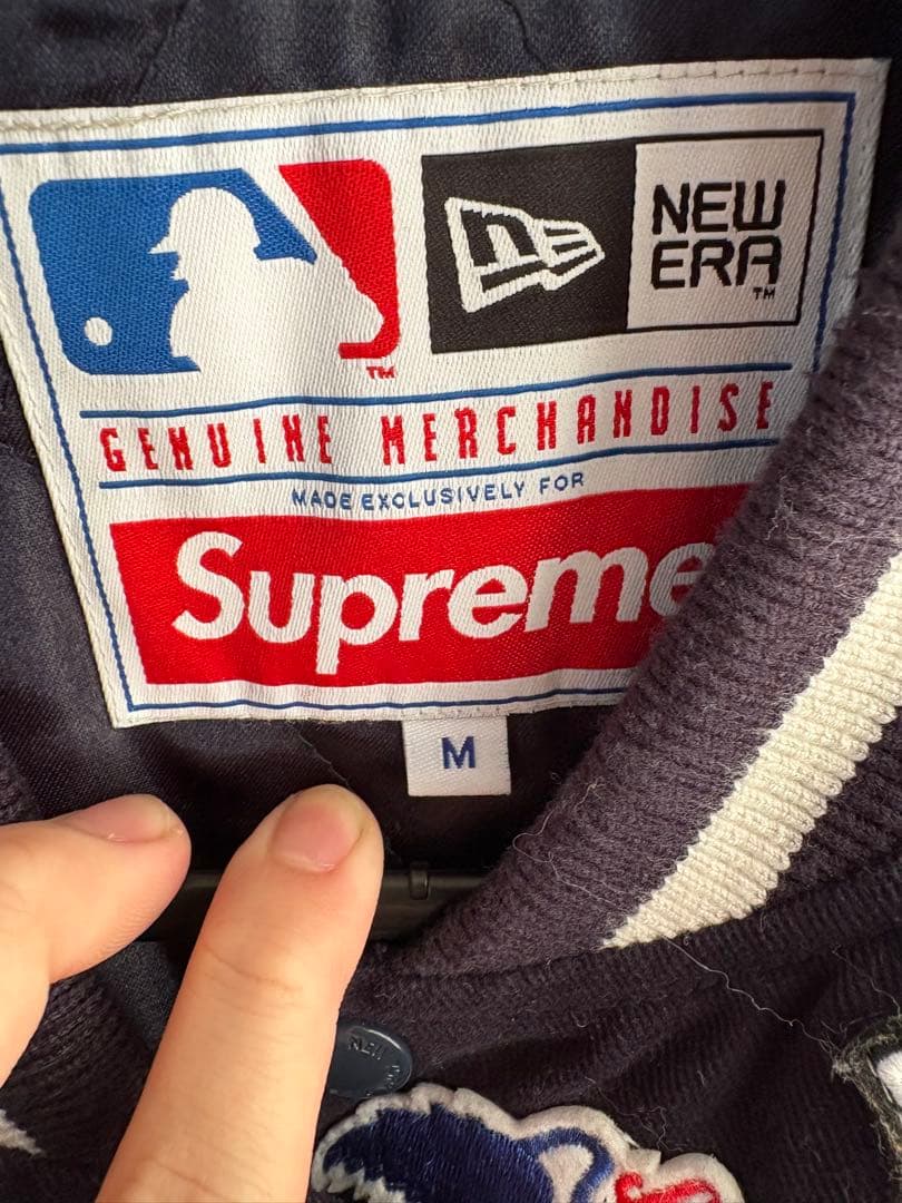 Supreme パッチ付きスタジャン Mサイズ ニューエラコラボ　最終値下げ