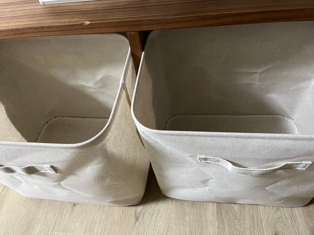 無印良品　スタッキング　シェルフ　3段木製ラック 収納ボックス2個付き ブラウン