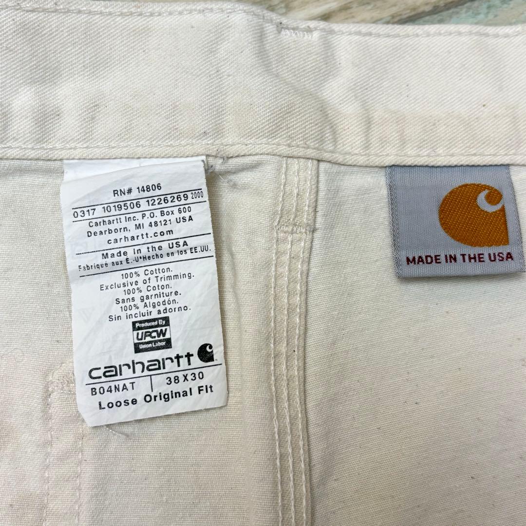 雰囲気抜群 USA製 carhartt ダブルニー ホワイト NAT W38
