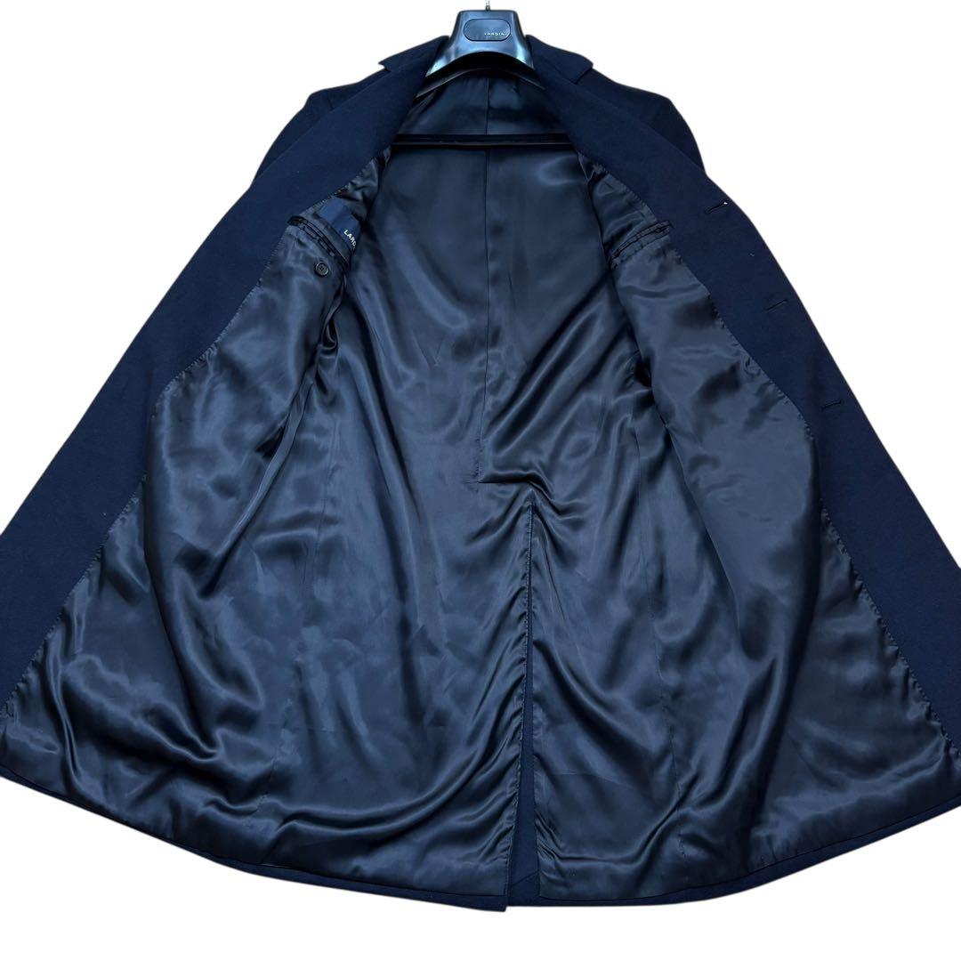 極美品 LARDINI 現行 カシミヤ100 チェスターコート 濃紺 46