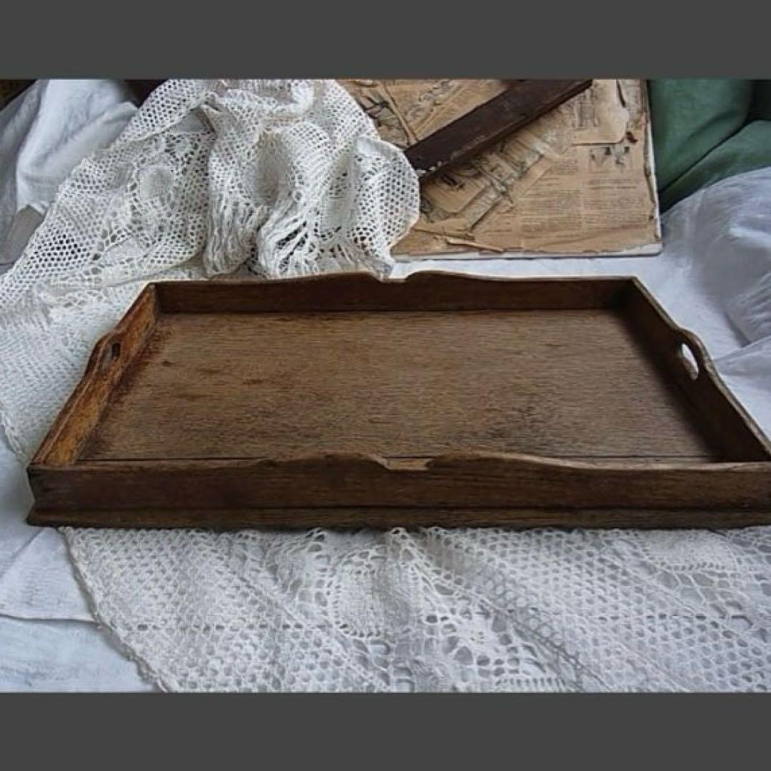 フランスアンティーク大きな木製サービングトレイ　フランスアンティークおぼん