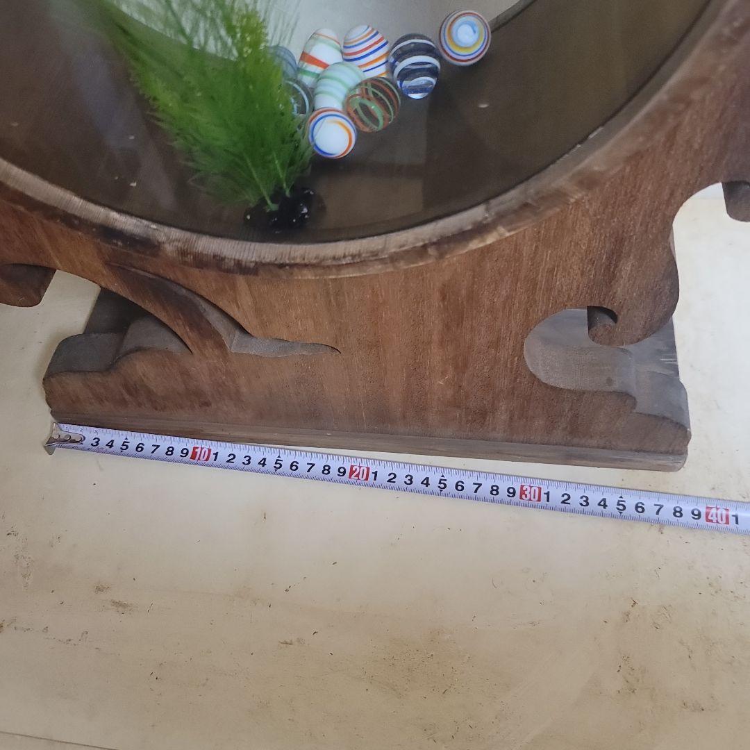 ー様 木製 円形金魚鉢 中型 人工水草付き - メルカリ