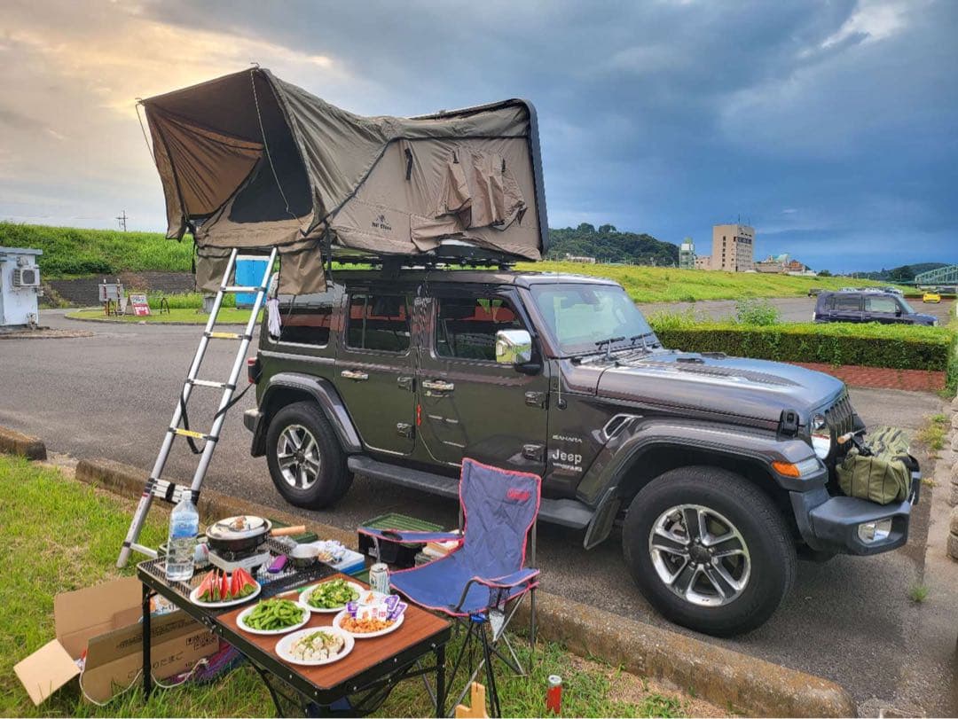 車上テント キャンプ ハードシェル 防水 車上泊 はしご付き 防災 避難
