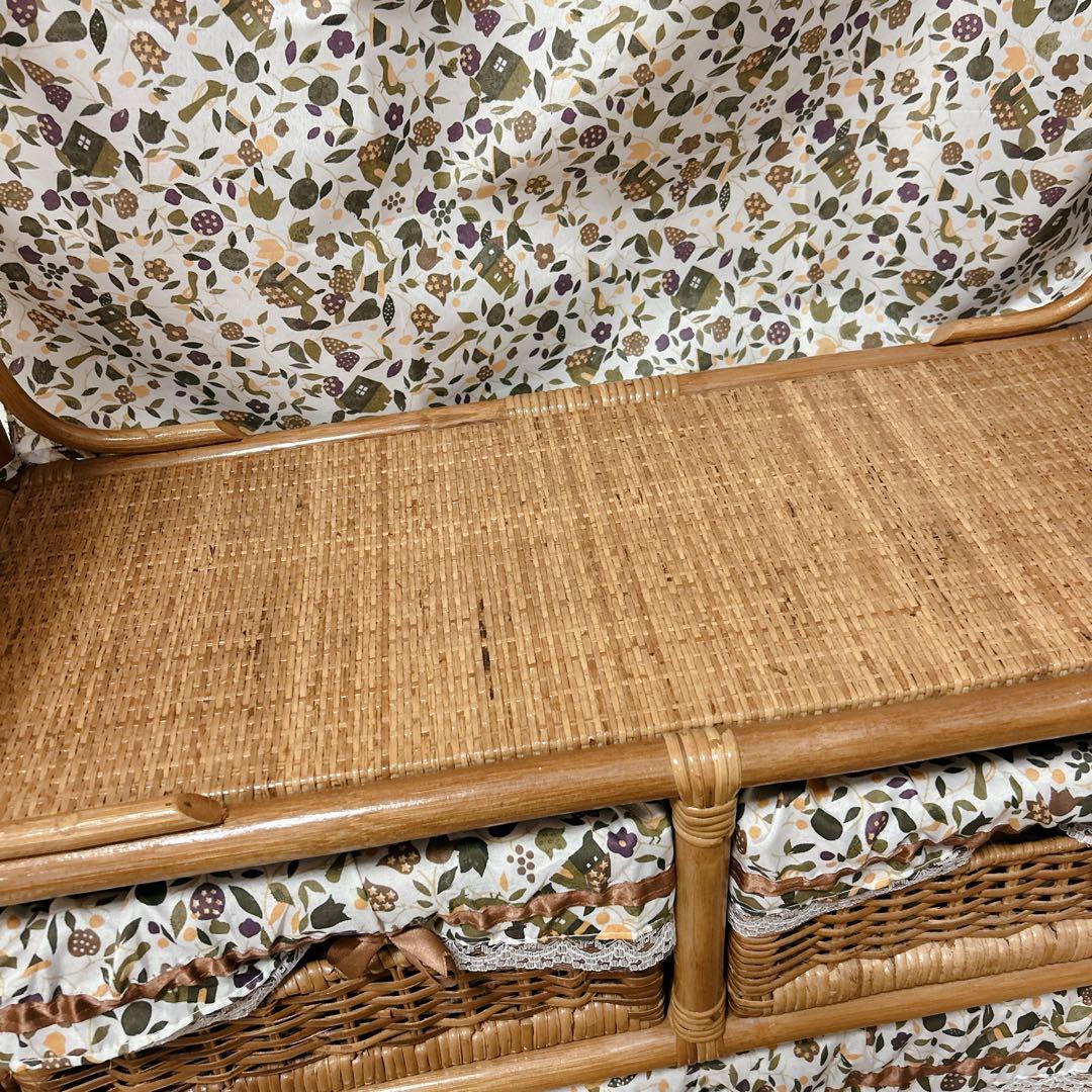 ラタン 籐家具 レトロ ハンガーラック 収納バスケット 鹿田産業