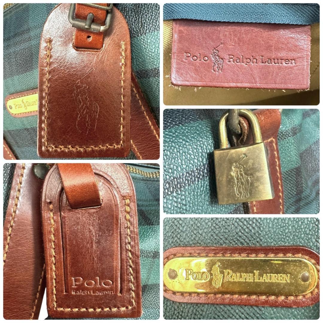 ラルフローレン　ボストンバッグ　ショルダー　カギ付き　チェック　大容量　旅行