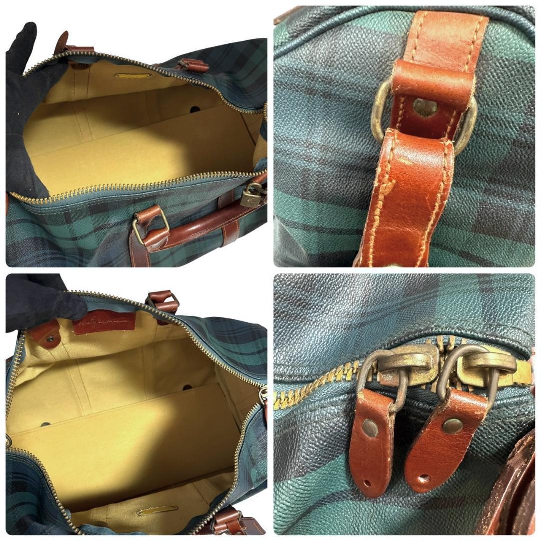 ラルフローレン　ボストンバッグ　ショルダー　カギ付き　チェック　大容量　旅行