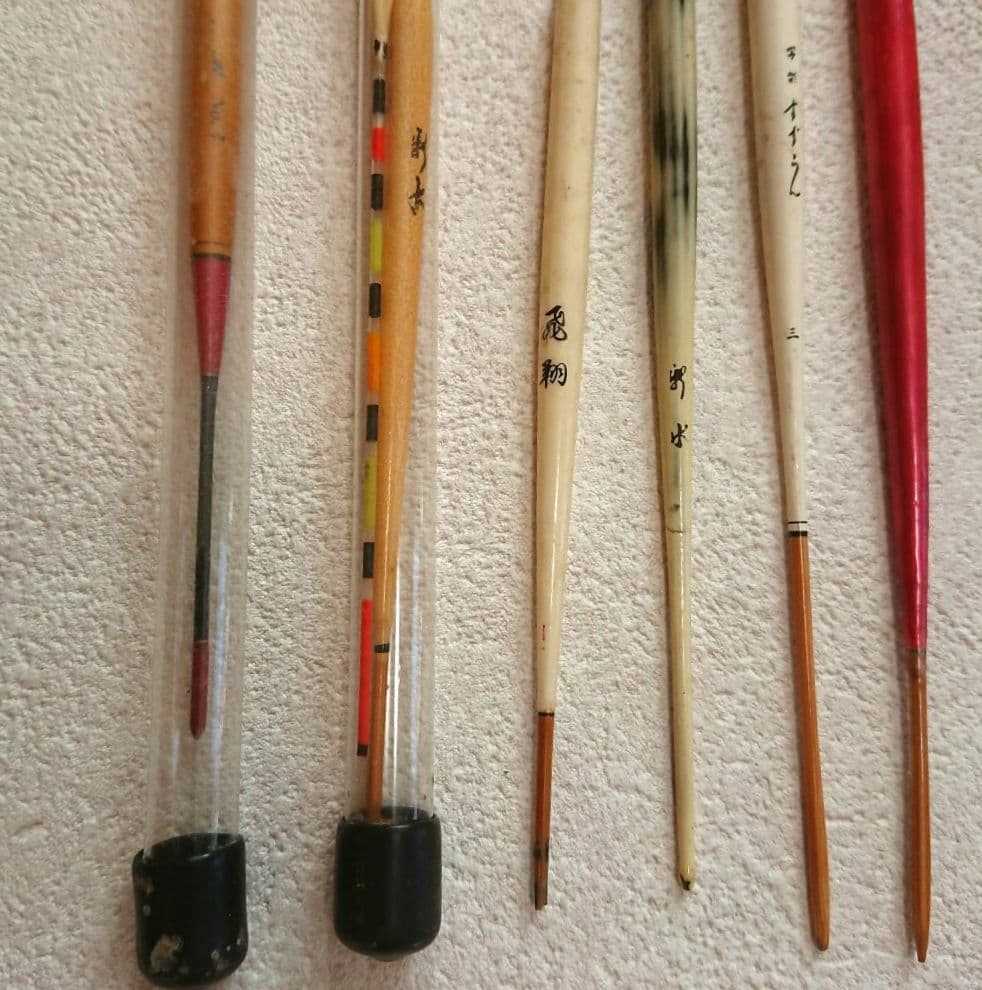 ヘラブナ竿 釣具セット 和竿(竹)2・竿/タモ網受け (竹)各1・浮き