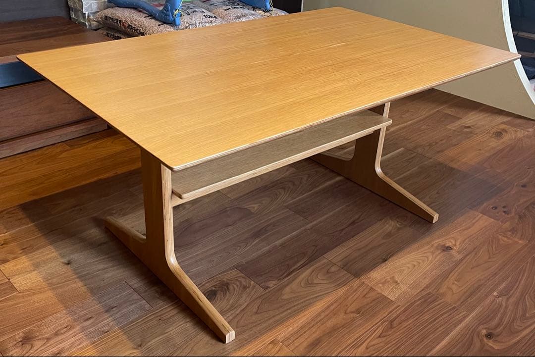 無印良品 木製 ダイニングテーブル リビングテーブル 棚付き