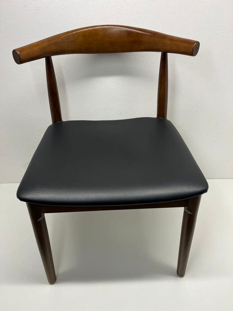 デザイナーズチェア 木製 ダイニングチェア ウッドチェア PU座面 ブラウン