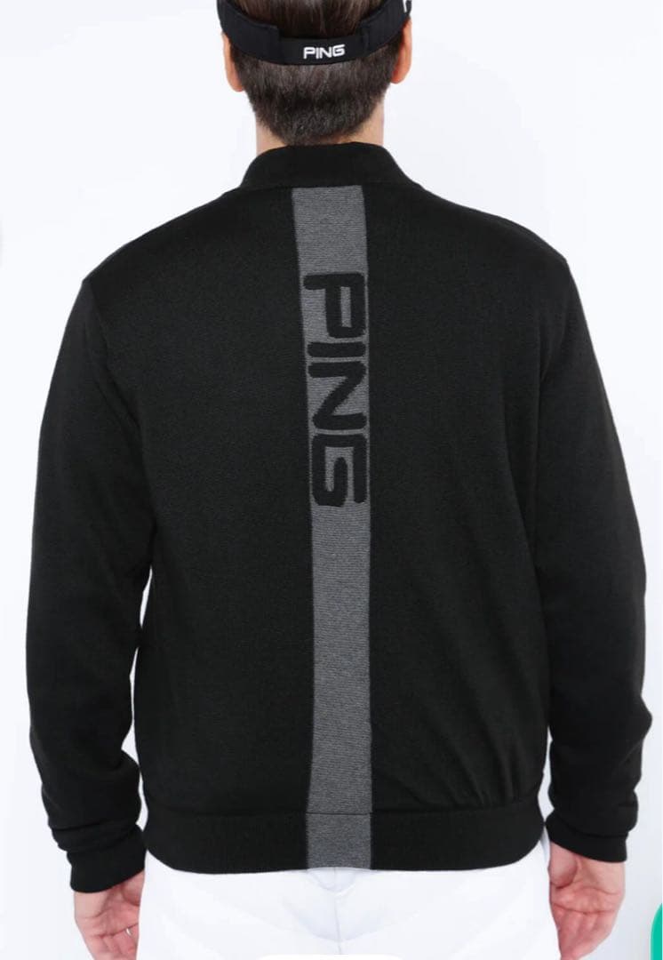 新品　PING ピン　ジャケット　ブルゾン　リバーシブル　ニット　ブラック　LL