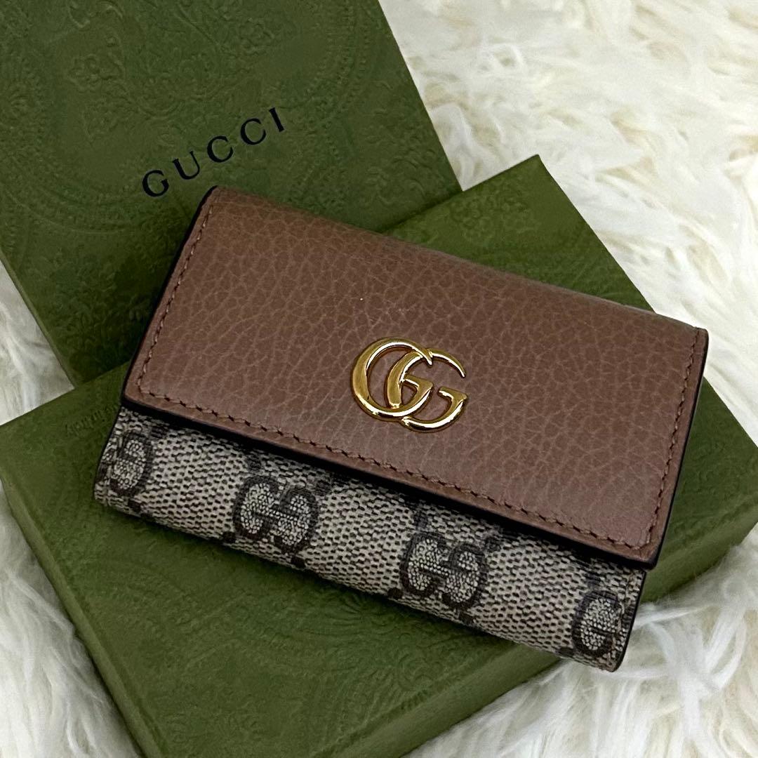 【美品】GUCCI GG柄 GGマーモント コーティング6連 キーケース