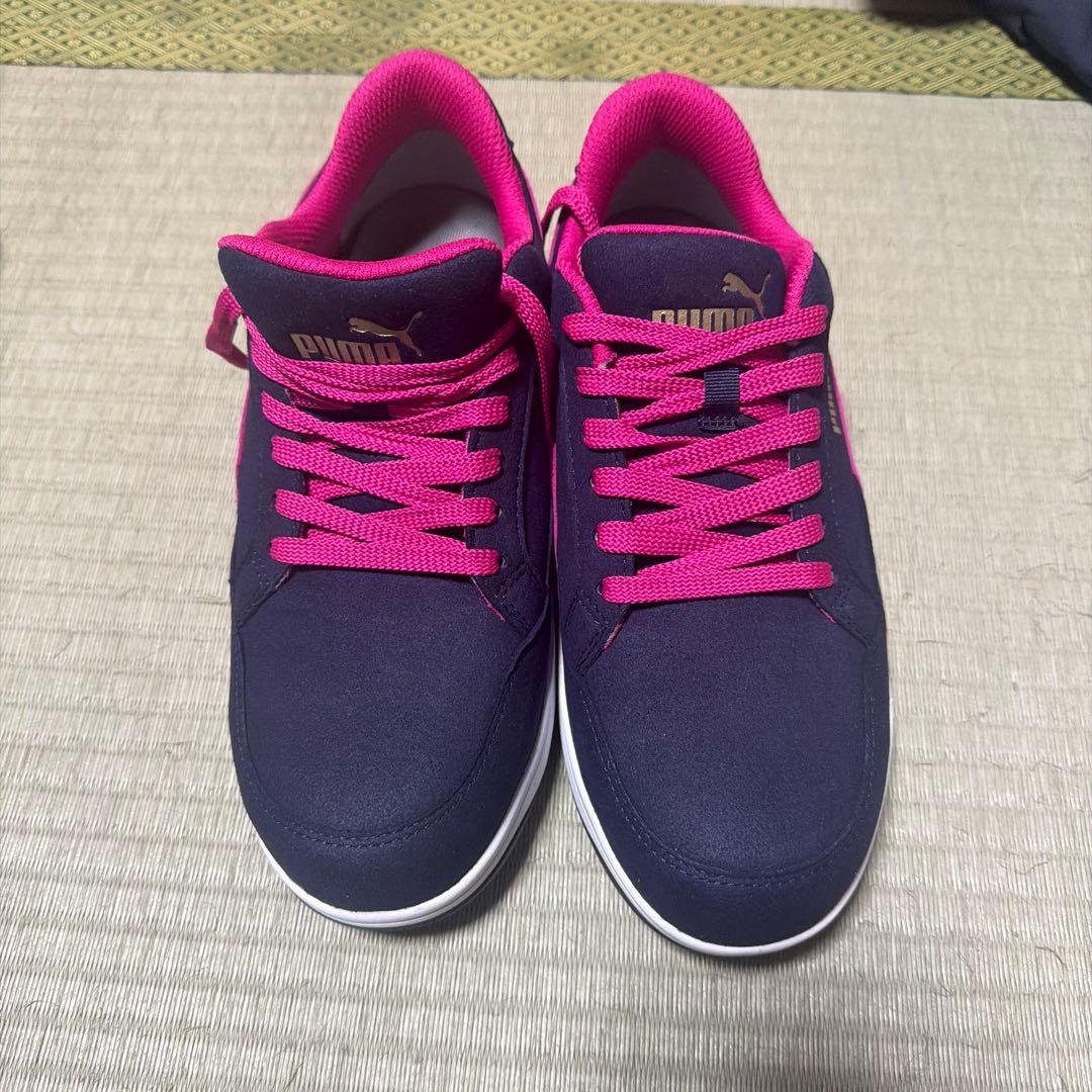 Puma ネイビー ピンク 安全靴 ハイカット