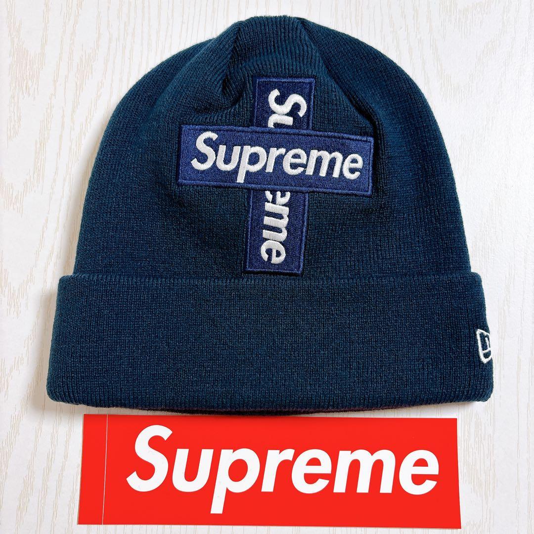 Supreme NEW ERA ニット帽　クロスBOXロゴ　ネイビー　紺
